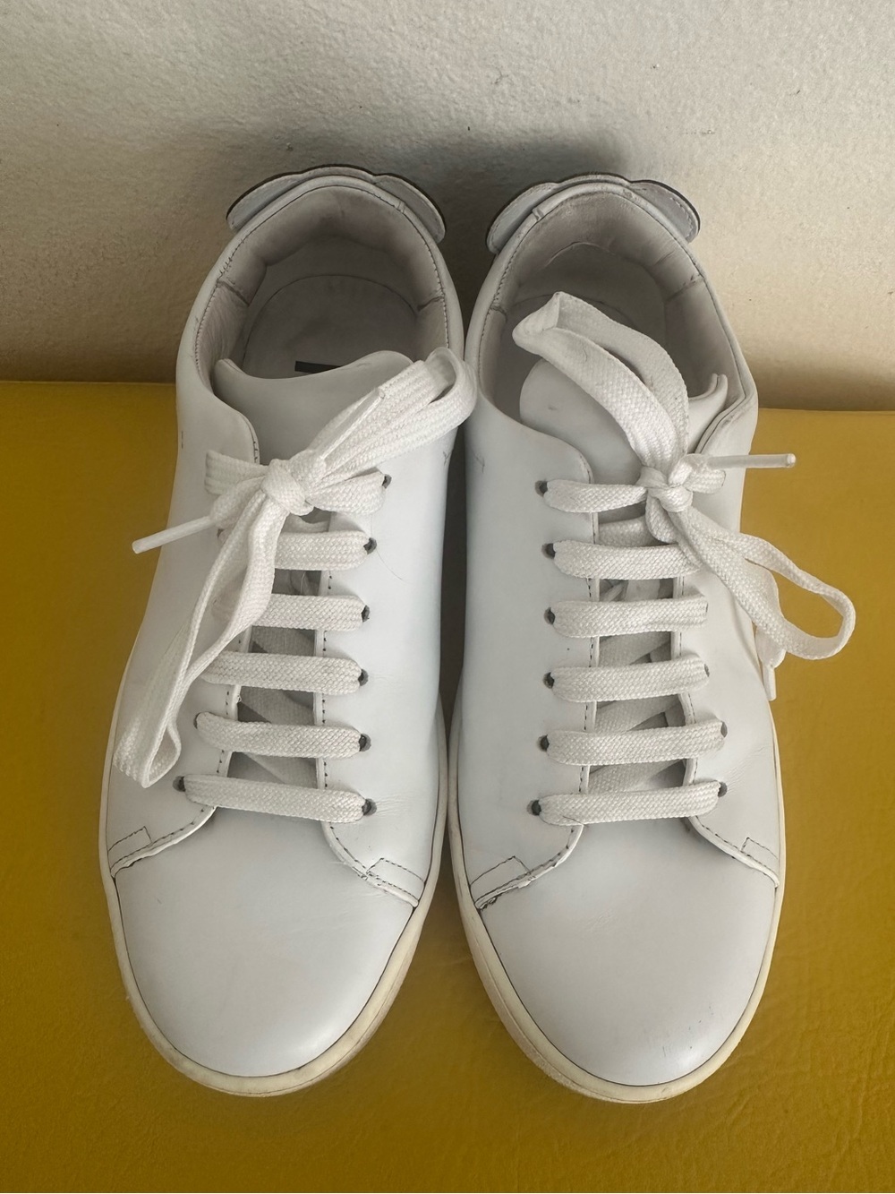 Moschino White Leather Low-Top Sneakers